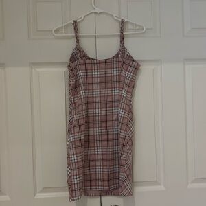 Forever21, Pink and Black Plaid jumper style dress